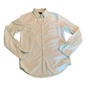 American Eagle Slim Fit Green White Button Down Shirt S